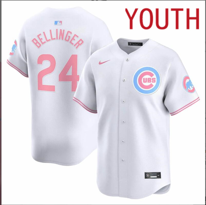 Youth Chicago Cubs #24 Bellinger white 2024 Nike MLB jersey->youth nfl jersey->Youth Jersey